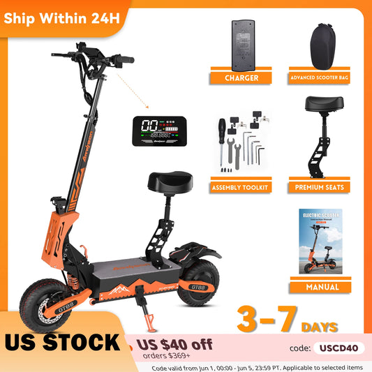 Arwibon 5600W Adult Electric Scooter Dual Motor Top Speed 46MPH,60V27AH, 11-inch Off-Road Tires Sport Folding eScooter with Seat