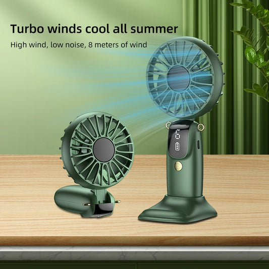 2PCS  Mini Handheld Fan 6 Speed USB Rechargeable Portable Foldable Desk Neck Hanging Fan with Phone Stand